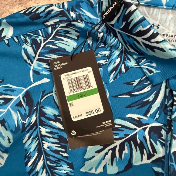Brand new under armour playoff polo floral blue size large - Picture 4 of 6
